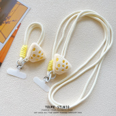 可爱毛绒奶酪尼龙手机挂绳手提短绳挂脖斜挎长绳带夹片ccd相机女