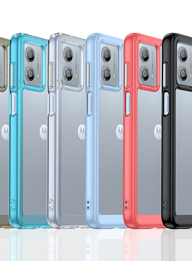 适用MOTO手机G53全包G54硬背软边TPU壳摩托罗拉G73电g84话G23亚克力G13防摔滑透明2023大孔5G镜头凸保护款套