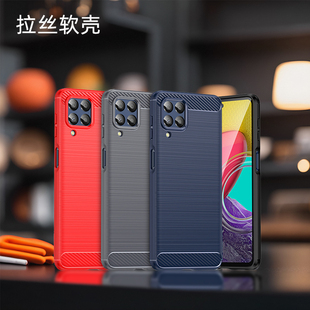 适用三星M33手机M54全包边TPU软壳子Galaxy电话F14三星M53拉丝m14防摔滑SM M336B碳纤维5G保护套 M536B磨砂SM