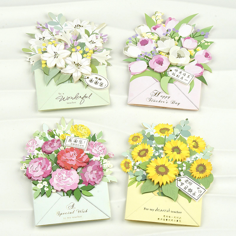 立体鲜花教师节贺卡送男女老师