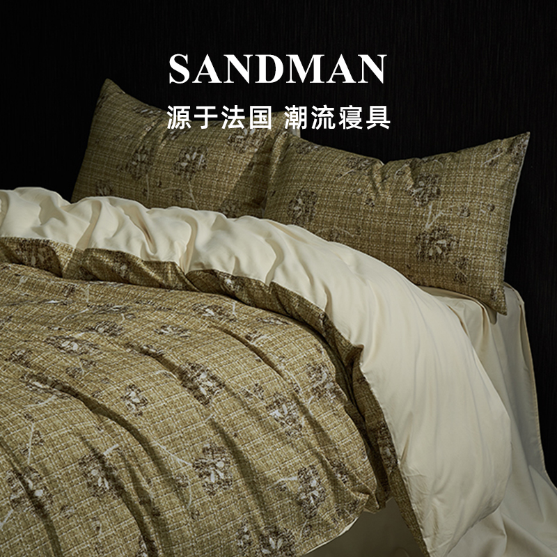 Sandman英伦皇后复古磨毛四件套纯棉秋冬轻奢长绒棉床上加厚被套