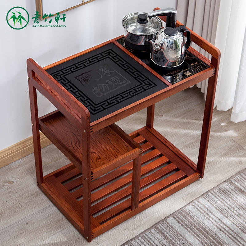 中式移动茶车简约泡茶桌家用茶水架乌金石实木茶几泡功夫茶小茶台