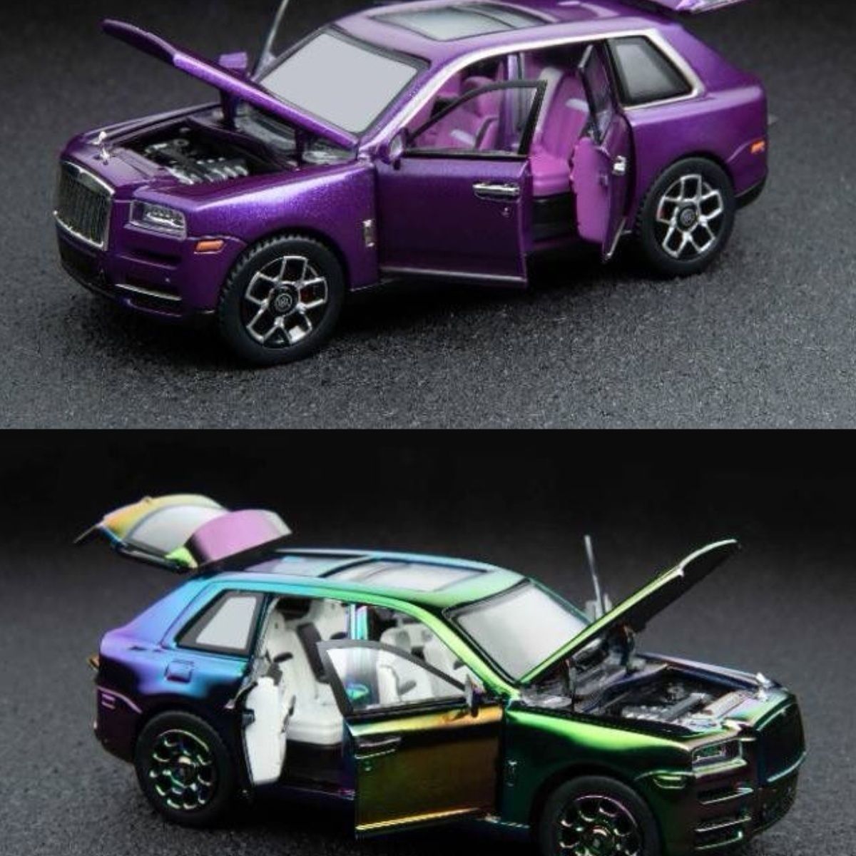 DCM 1:64 劳斯莱斯库里南 紫色电镀彩改装 全开 合金收藏汽车模型