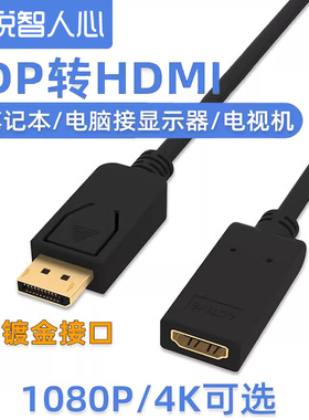 dp转hdmi转接线4k高清接口转换器公对母线电脑显卡连显示器投影仪