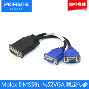 20cm纯铜加粗线 DMS59针转2vga15母口显卡转接线高清线 Molex 原装