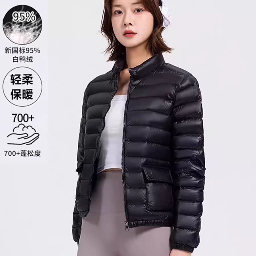 95白鸭绒轻薄短款羽绒服女立领新款保暖小个子高端羽绒夹克外套女