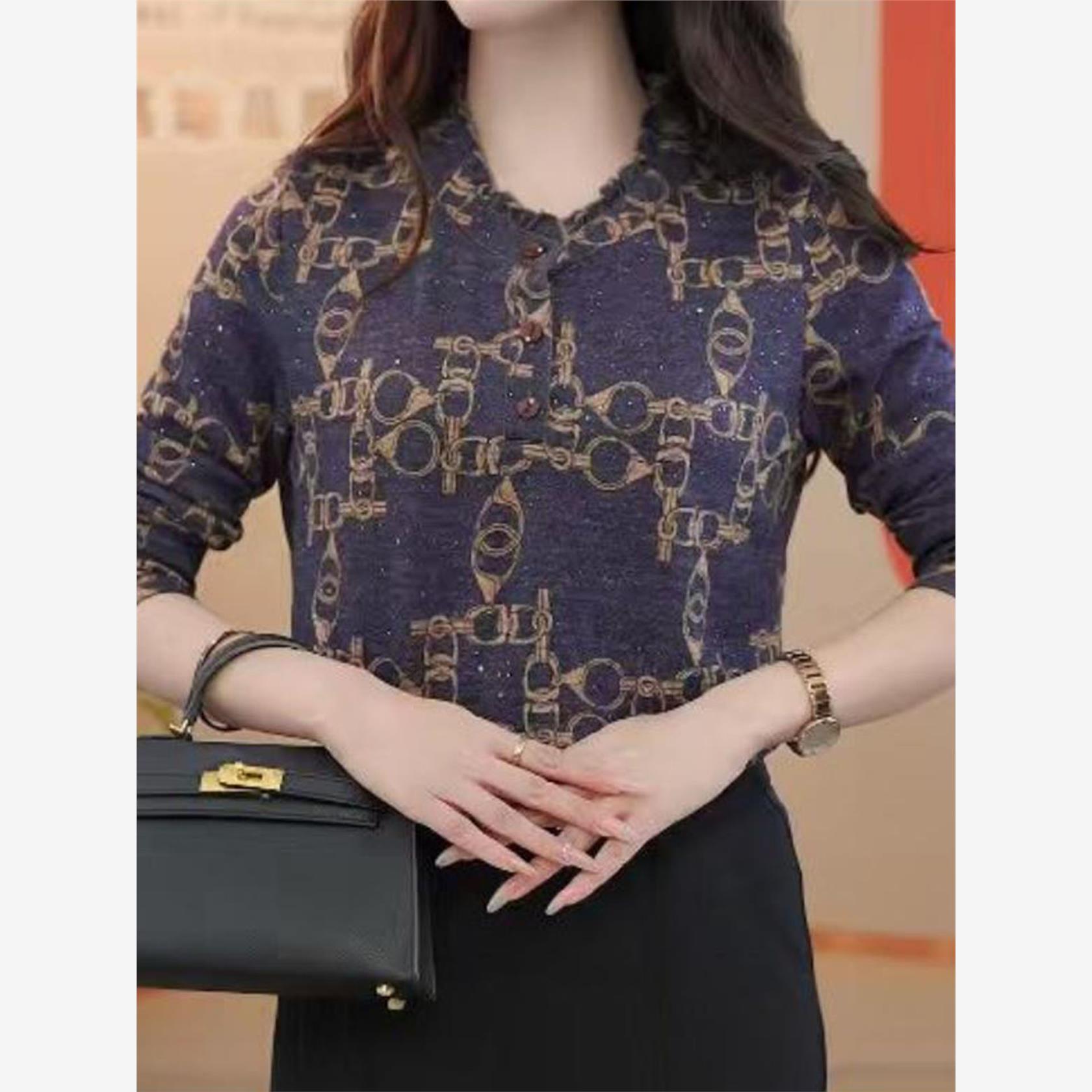 秋款气质妈妈装印花圆领