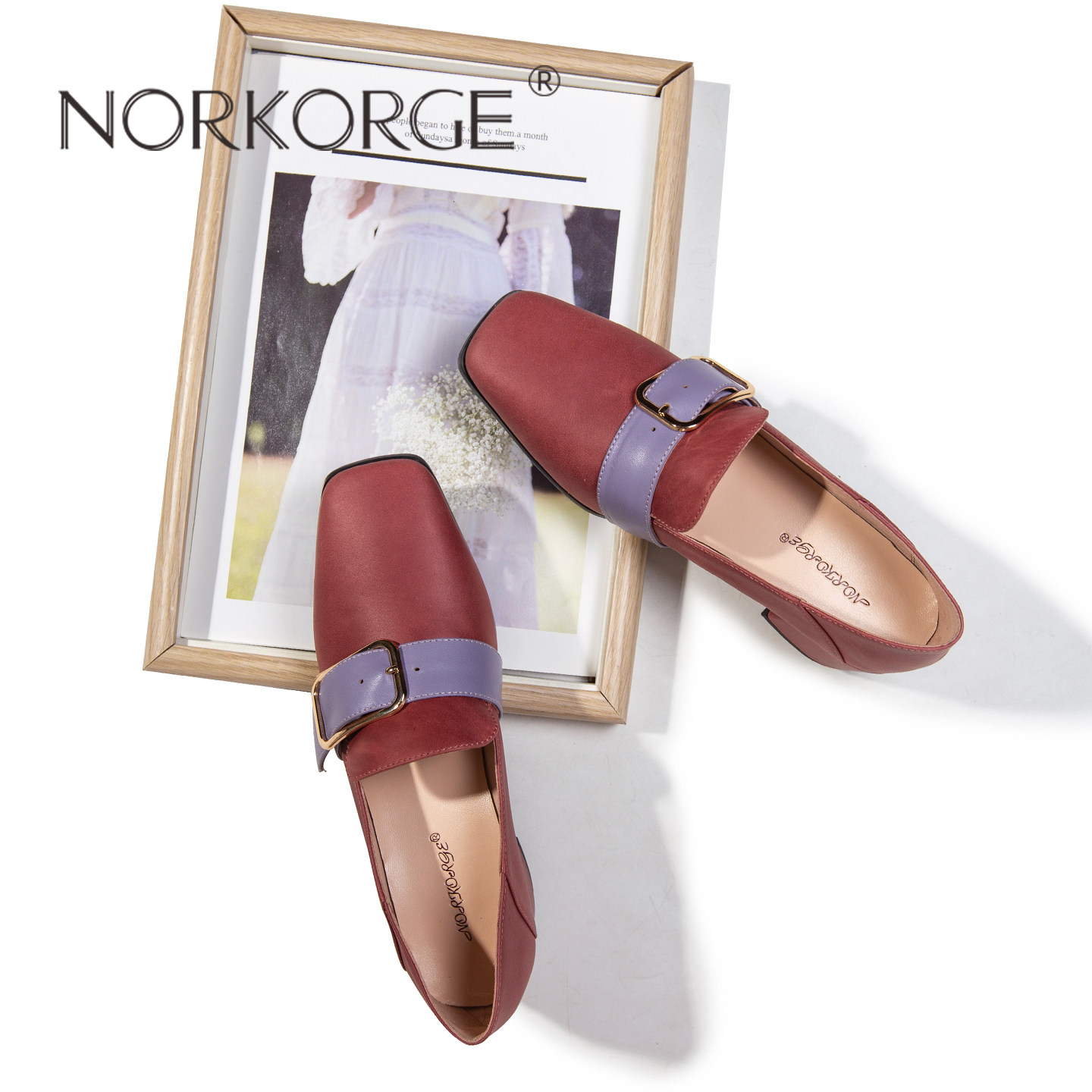 2025新款春秋复古法式紫红色小皮鞋气质方头中粗跟通勤单鞋乐福鞋,女鞋,深口单鞋,淘宝优惠券,粉丝福利购,淘宝优惠卷