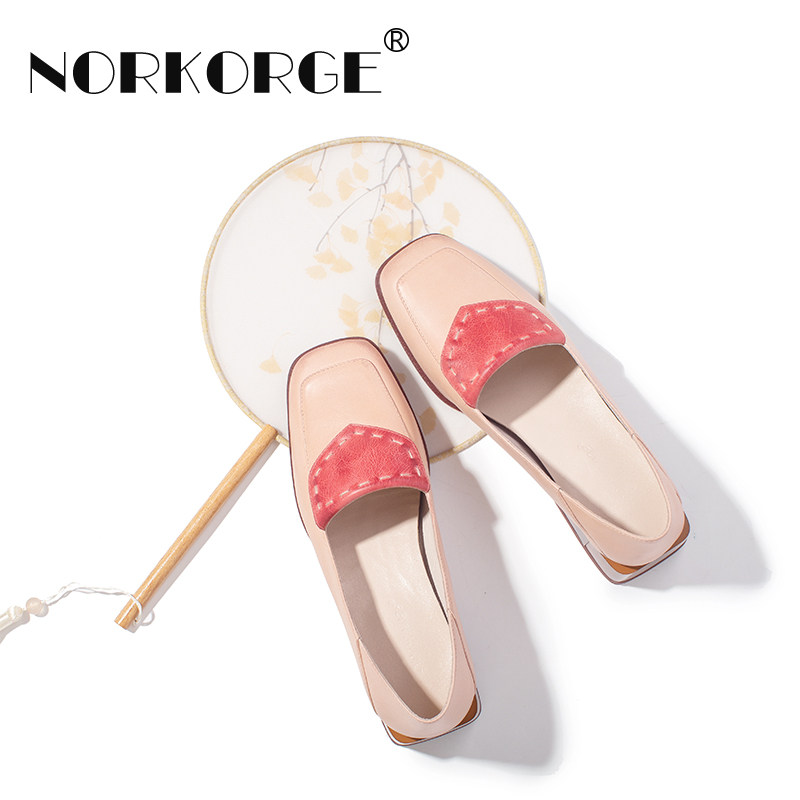 2025新款春复古粉色单鞋女鞋真皮方头粗跟中跟温柔奶奶鞋,女鞋,乐福鞋（豆豆鞋）,淘宝优惠券,粉丝福利购,淘宝优惠卷