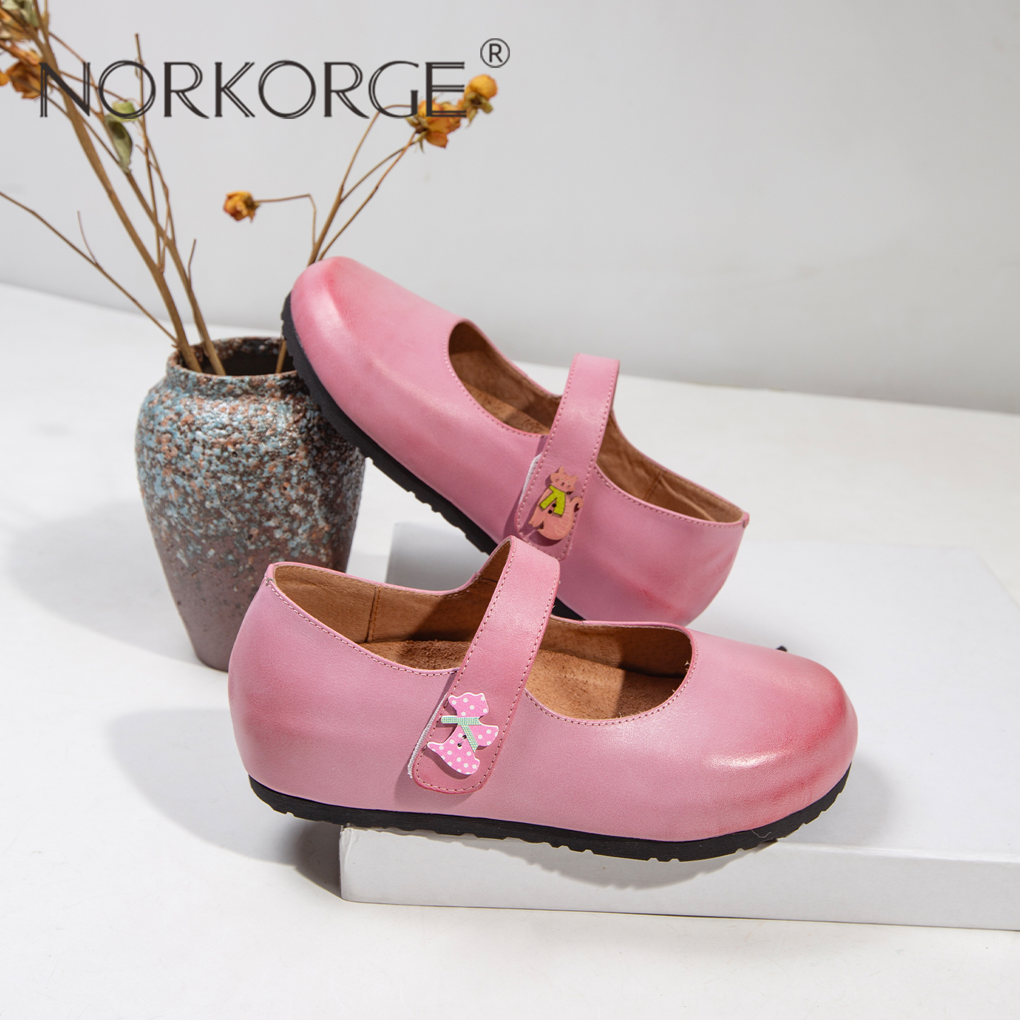 猫狗装饰艺术感渐变色玛丽珍鞋