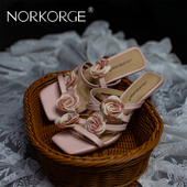 方头交叉带仙女风凉拖鞋 2026新款 春夏轻奢绝美凉鞋 女外穿花朵露趾