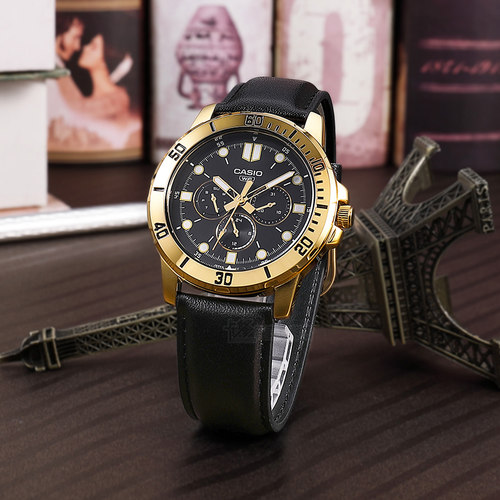 卡西欧三眼防水潮流商务石英表