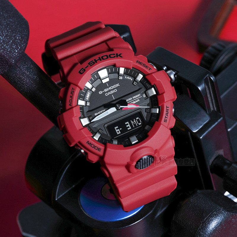 卡西欧手表男女红色g-shock红武士ga-700-4a运动防水ga-800-4a