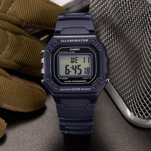 卡西欧小方块Casio复古手表男女电子夜光闹铃运动学生款 218 方表W