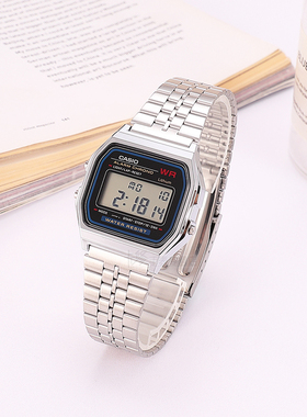 CASIO卡西欧小方块学生手表女小银块经典复古电子表 F91W A159WA