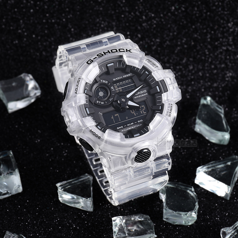 卡西欧系列透明冰川限量防水手表