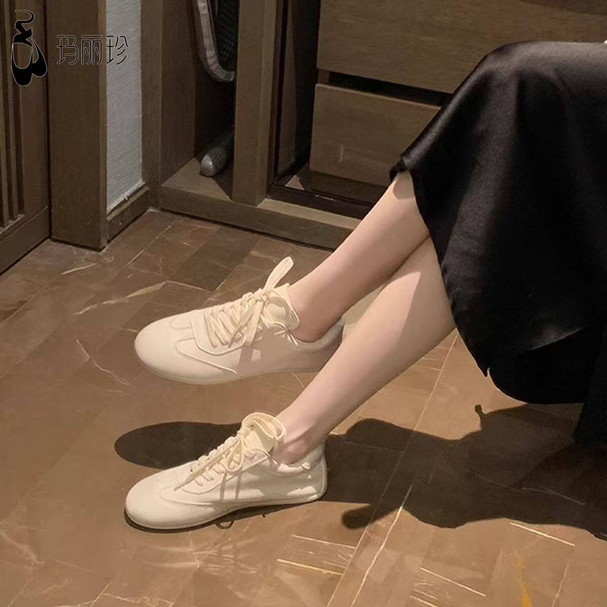 真皮女款德训小白鞋百搭阿甘鞋