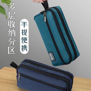 简约笔袋大容量女中学生男孩子初中生ins日系铅笔袋高级感网红帆