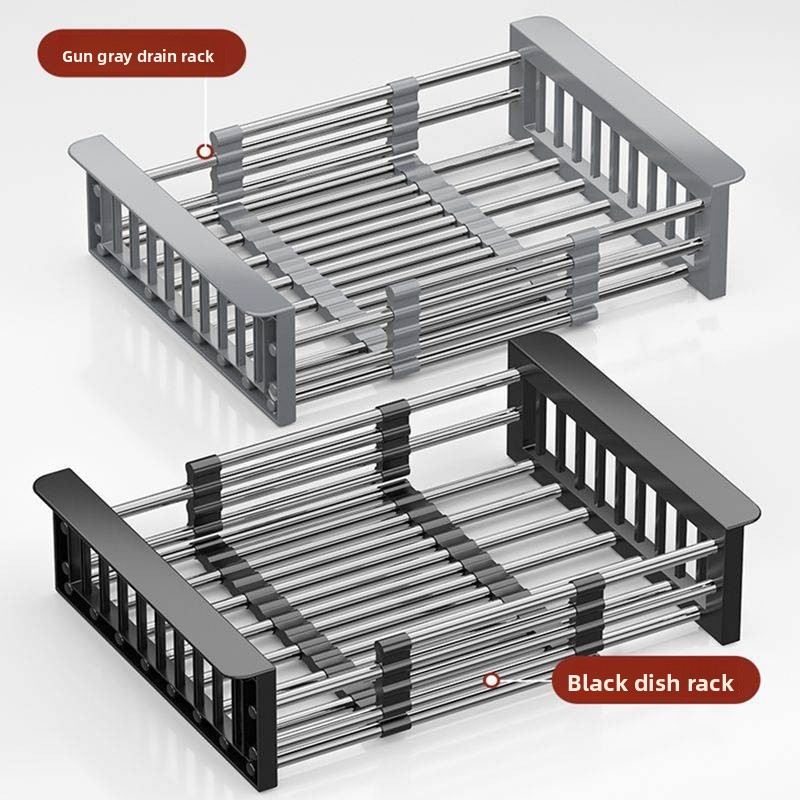 新款水槽沥水篮可伸缩滤水架不锈钢厨房洗菜的篮水池洗菜盆漏水篮