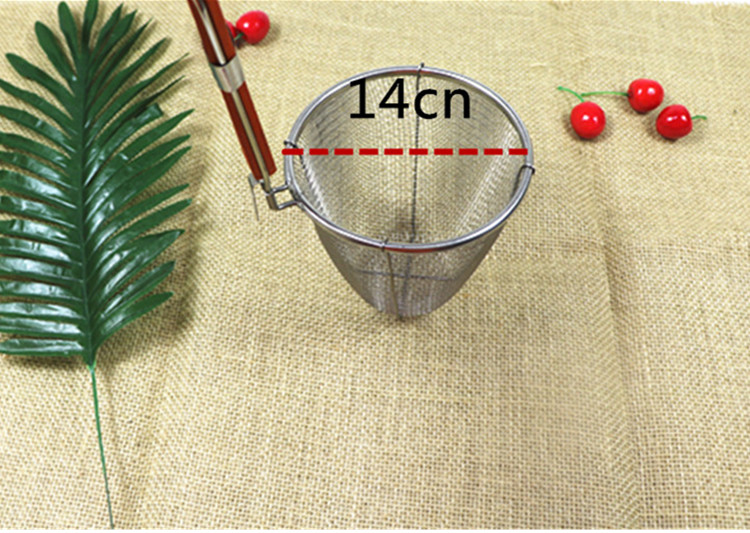包邮不锈钢粉篱漏网木柄粉捞麻辣烫捞篱汤粉面捞篱烫面网漏深捞篱