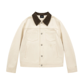 PFR AND灯芯绒翻领撞米色夹克 落肩宽松多口袋老钱风宽松男女外套