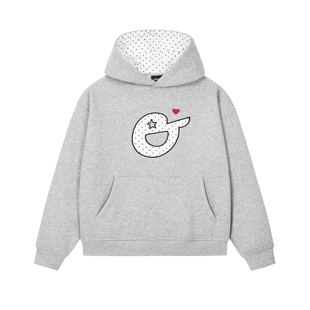 PFR AND撞色波点e星贴布刺绣帽衫 韩系情侣休闲宽松加绒连帽卫衣