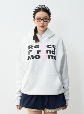 PFR AND秋冬新款发泡字母印花连帽卫衣 浅灰色百搭宽松情侣连帽衫