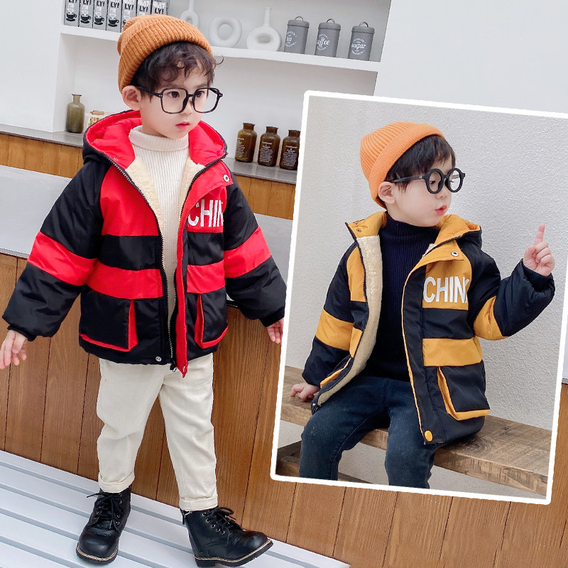男童冬装棉衣0-6岁男宝宝加绒加厚拼色棉袄婴幼儿童保暖外套棉服