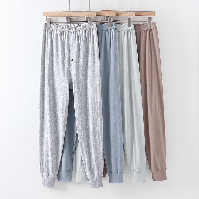 中老年男薄款纯棉秋裤打底高腰宽松棉毛裤线裤爸爸爷爷裤子保暖裤