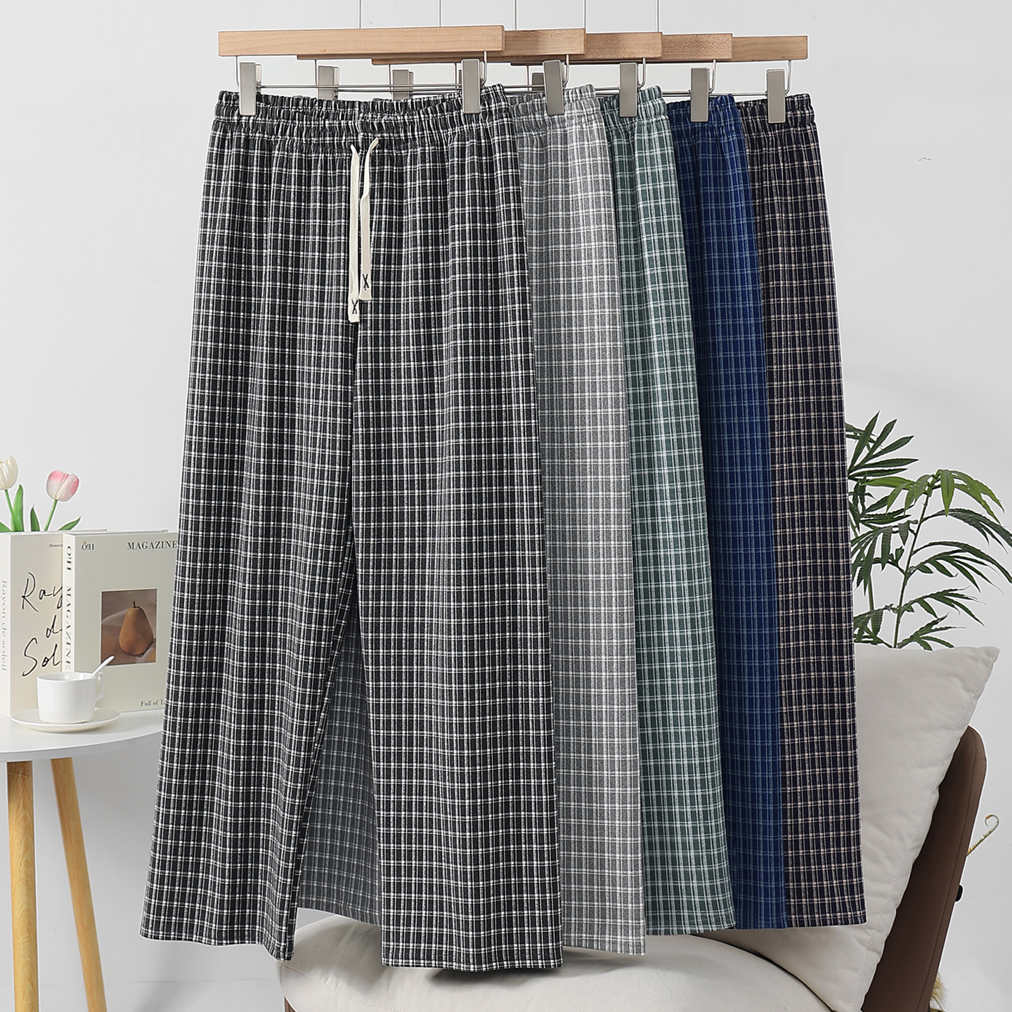 男士双面磨毛加绒保暖裤家居裤