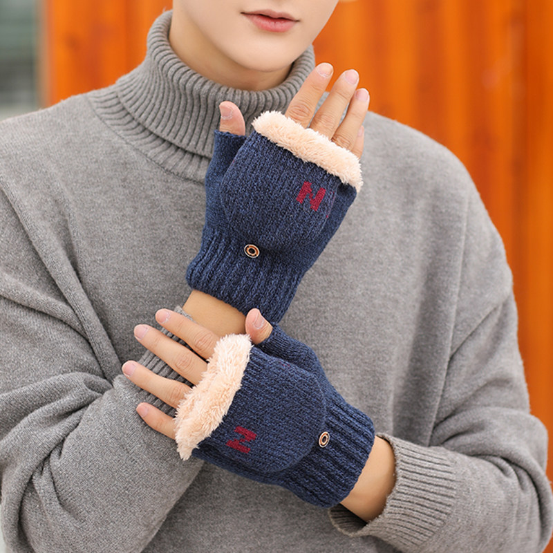半指毛线翻盖手套男士冬季保暖加厚加绒潮流学生写字冬天骑行露指,服饰配件/皮带/帽子/围巾,手套,淘宝优惠券,粉丝福利购,淘宝优惠卷