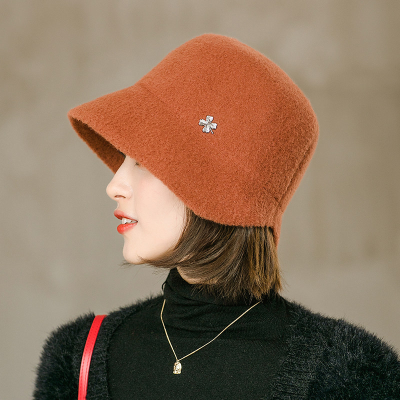 黑色时尚风复古秋冬季韩版渔夫帽