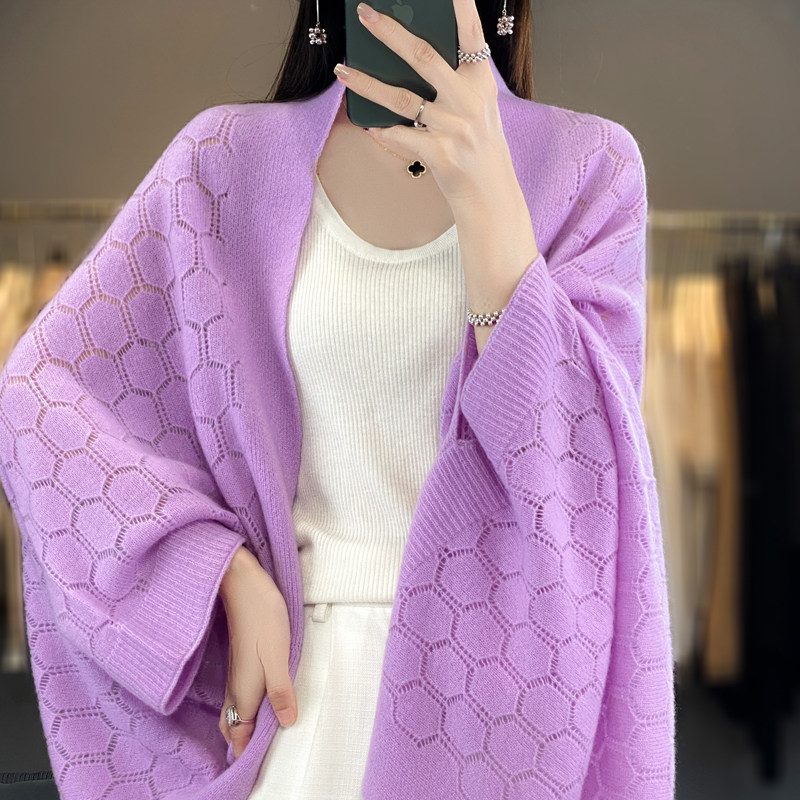 羊绒两用镂空球形围巾女百搭气质新款女士羊毛针织披肩开衫外搭