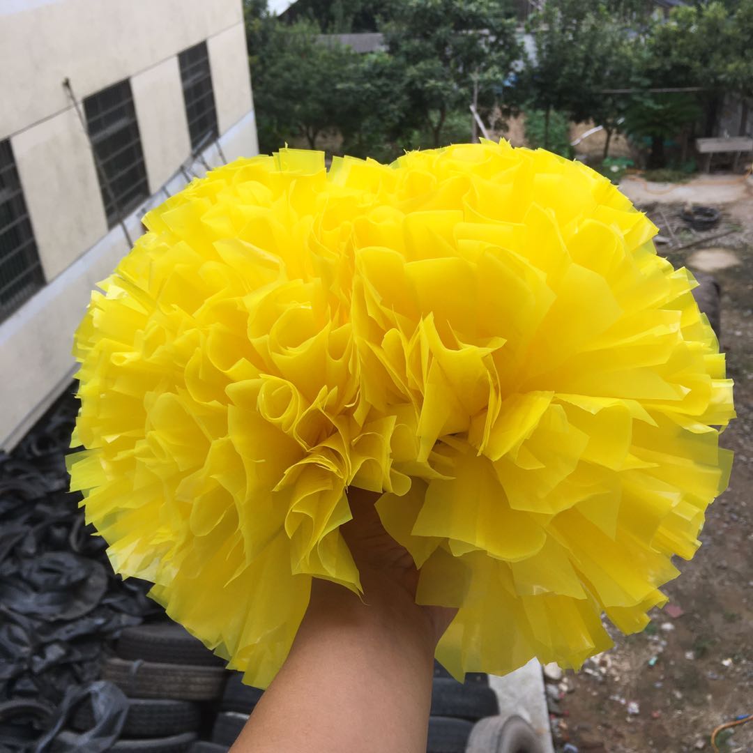 哑光比赛手柄花球啦啦队手拿花5寸拉拉花运动会广场舞手花啦啦操