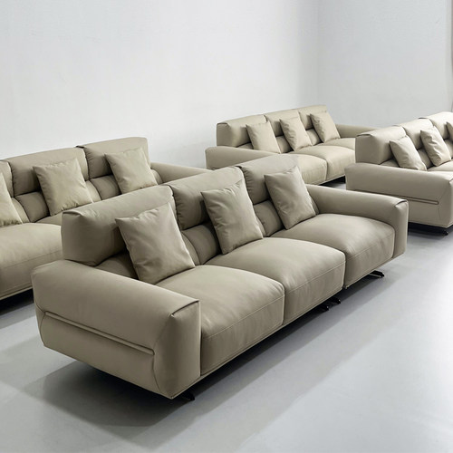 意式极简头层真皮海绵填充沙发