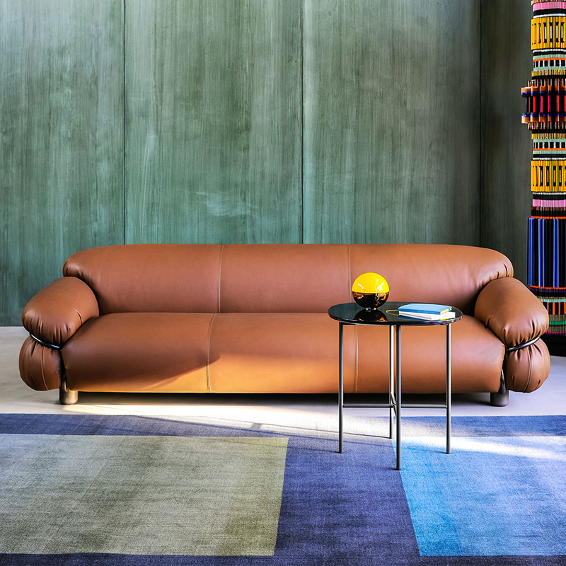 复古简约头层真皮海绵沙发
