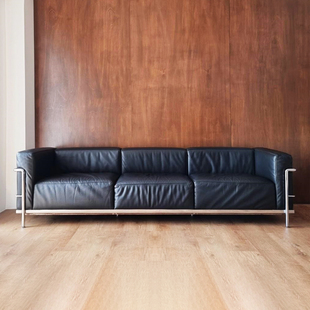 卡西纳简约商务LC3头层真皮沙发 不锈钢包豪斯风直排多人位沙发