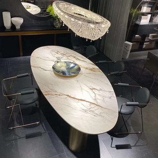 意大利进口岩板餐桌大理石饭桌8人陶瓷餐桌椅组合现代简约baxter