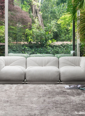 意式简约布艺方糖模块沙发GHIDINI奶油风多人组合位Leisure沙发