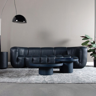 中古U型沙发个性 沙发 创意真皮沙发简约现代线条直排家用客厅意式