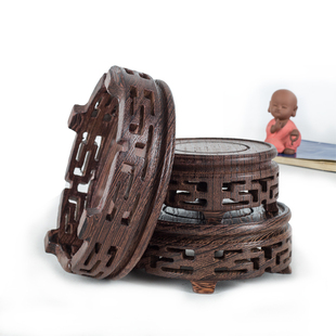 奇石底座托架实木质文玩核桃葫芦佛像摆件放石头的底座花盆托架圆