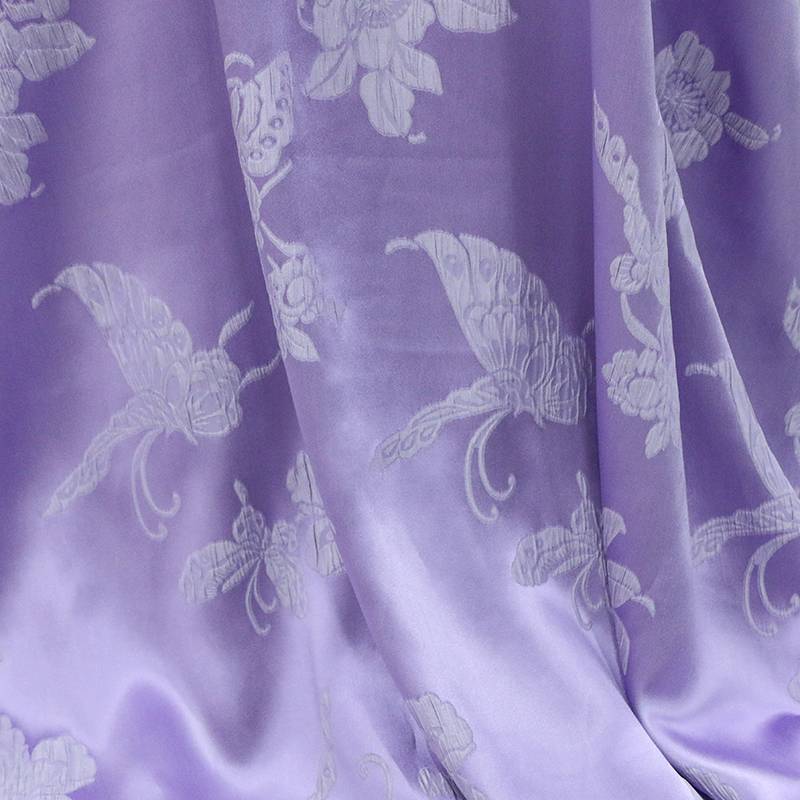 【云紫色】真丝浮雕冠乐绉提花缎双色染桑蚕丝光泽感时装设计布料 纺织面料/辅料/配套 真丝布料 原图主图