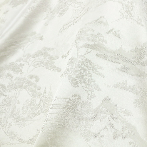 千里江山图真丝提花桑波段缎丝绸布料古风汉服旗袍服装设计师面料 - 封面