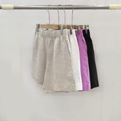 欧美原dan～时尚 女 阔腿裤 百搭简约多色亚麻短裤 白色直筒休闲热裤