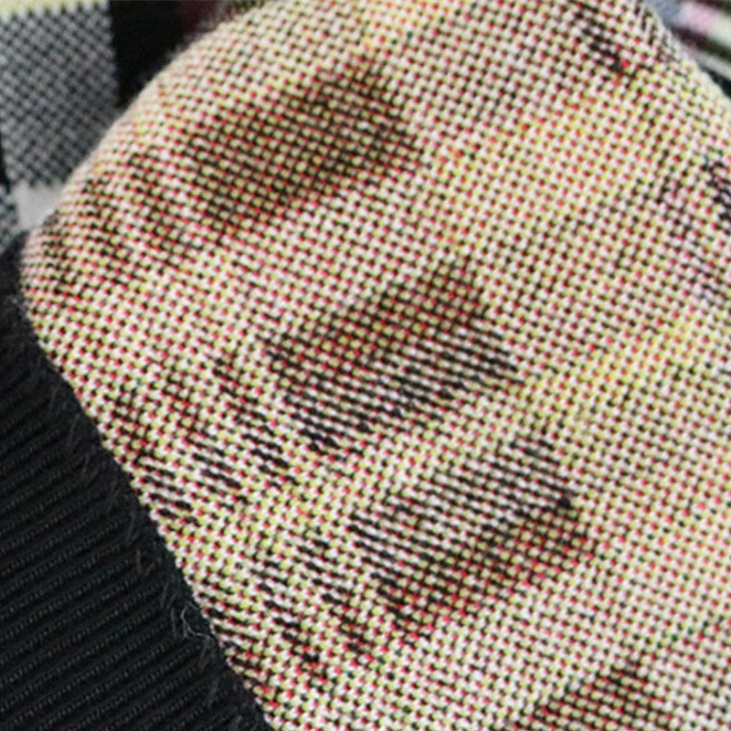衬衫领羊毛针织格子短袖上衣