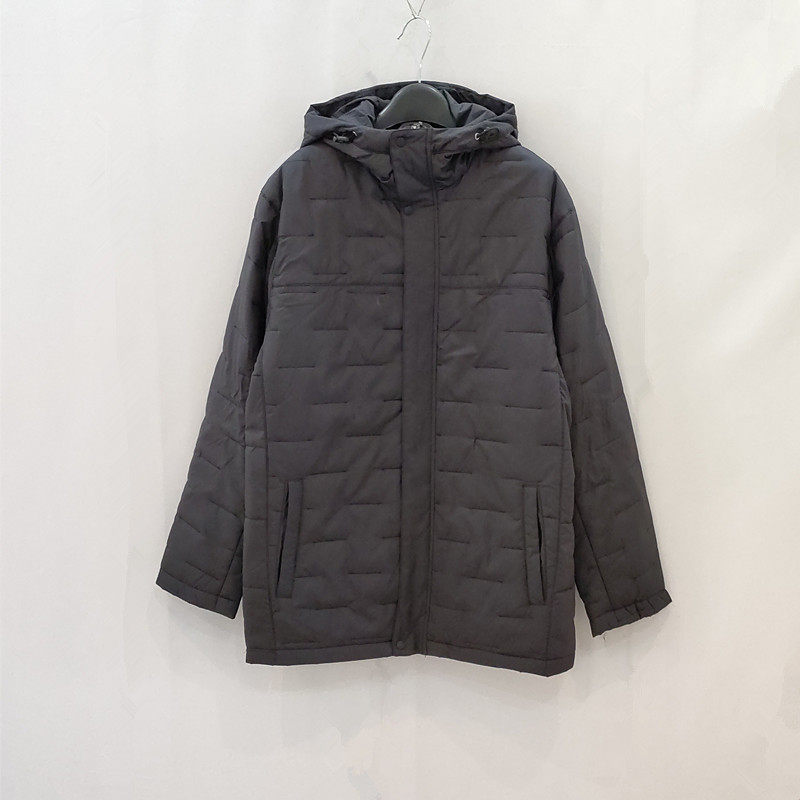出口好货 秋冬季轻便保暖休闲连帽棉衣中长款黑色宽松棉服外套女