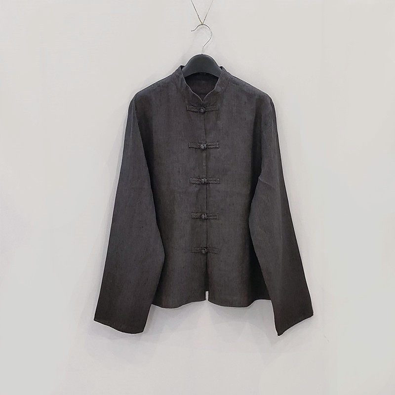 亚麻长袖衬衫新中式国风复古茶服