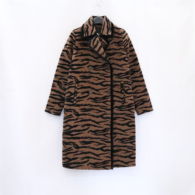 粗花呢中长款休闲豹纹外套