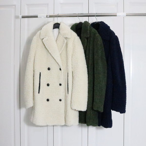 北欧丹麦奢品 冬季加厚保暖颗粒羊毛皮草大衣女西装领羊羔毛外套