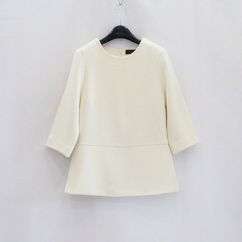 欧洲站出口单七分袖修身羊毛针织衫特价 收腰显瘦纯色百搭毛衣女